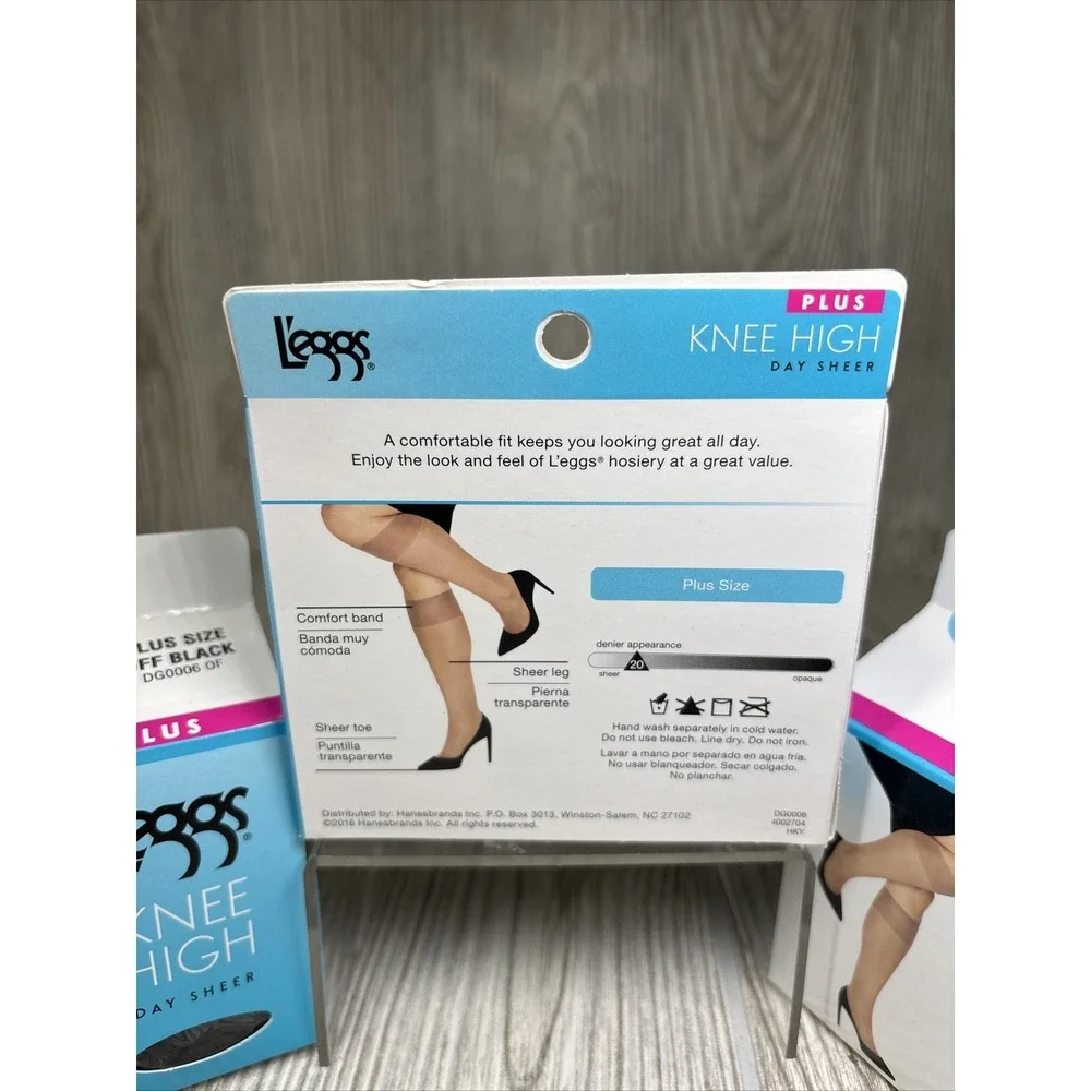 Women's L'eggs DAY SHEER Knee Highs PLUS SIZE Off-Black NEW — 9‎ Pair Lot NIP